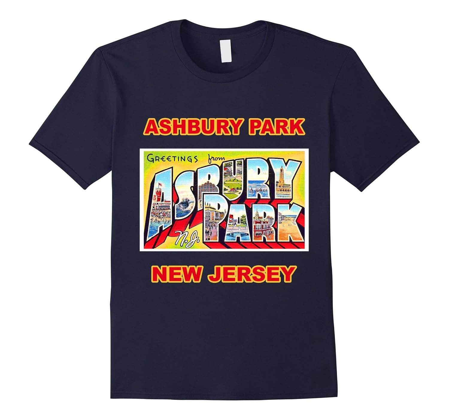 Lotta Shirts: Asbury Park New Jersey Greetings T-Shirt-Rose