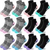 Bemeol Girls Socks 12 Pairs Ankle Sock Girl Athletic Cotton Sports Low Cut Socks for Kids
