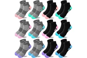 Bemeol Girls Socks 12 Pairs Ankle Sock Girl Athletic Cotton Sports Low Cut Socks for Kids