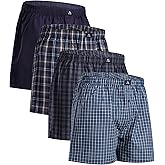 DANISH ENDURANCE Men's 100% Cotton Woven Boxers (4 & 6-Pack) – Loose Fit, Breathable & Lightweight Comfort