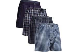 DANISH ENDURANCE Men's 100% Cotton Woven Boxers (4 & 6-Pack) – Loose Fit, Breathable & Lightweight Comfort