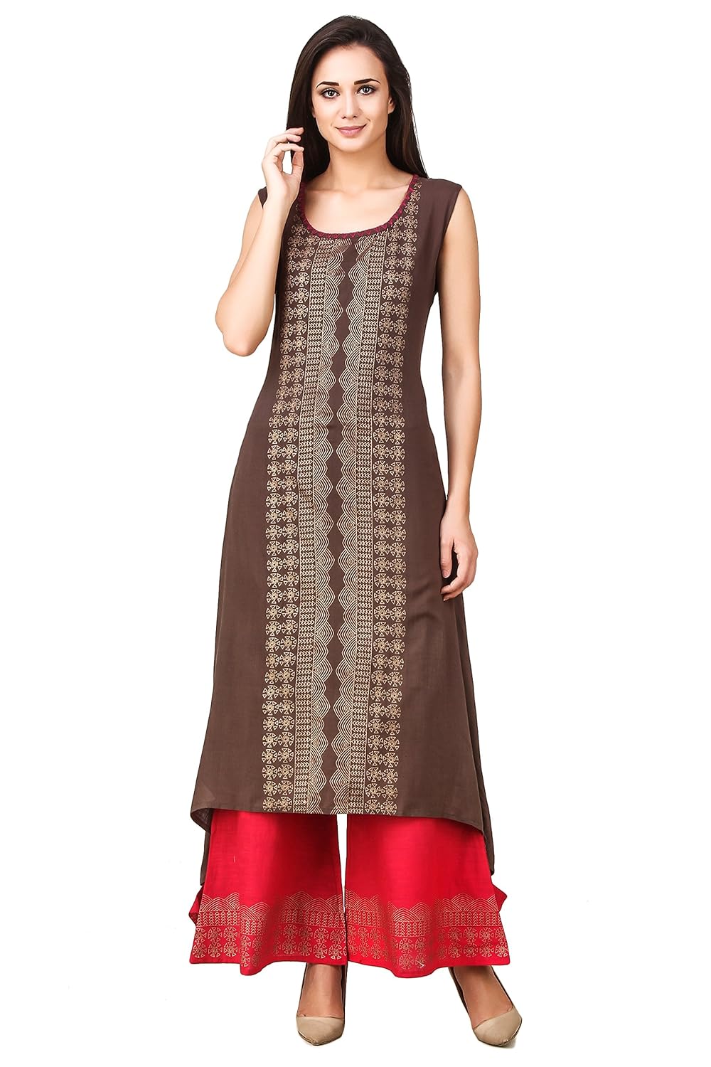 sreshee women's premium cotton designer kurti with palazzo pants set (three colour options)