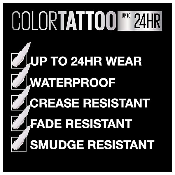 MAYBELLINE NEW YORK COLOR TATTOOUP TO 24HR LONGWEAR WATERPROOF FADE CREASE RESISTANT BLENDABLE CREAM EYESHADOW POTS MAKEUP, URBANITE, 0.14 OZ