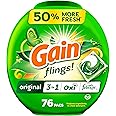 Gain Flings Laundry Detergent Pacs Original Scent with Odour Defense, 76 Count