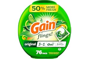 Gain Flings Laundry Detergent Pacs Original Scent with Odour Defense, 76 Count