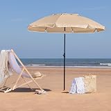 CHRISTOW Portable Beach Parasol Tilting 2m UV 50+ Taupe view 2