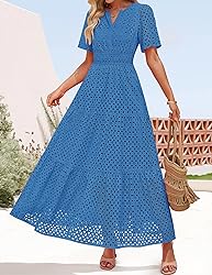 ZESICA Women's 2025 Summer Short Sleeve Maxi Dress