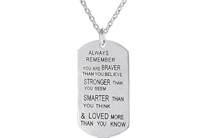 lauhonmin Always Remember You Are Braver/Stronger/Smarter Than You Think Pendant Necklace Family Friend Gift Unisex