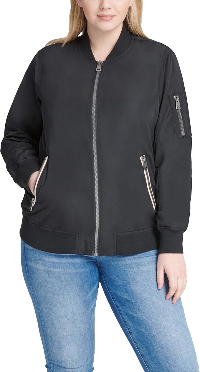 Levi's Ladies Outerwear Women's Plus Bomber Jacket Transitional, Black