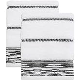 Nicole Miller - Hand Towels, Soft & Absorbent Cotton, Dorm Room Essentials, Set of 2 (Sydney Collection, White/Black)