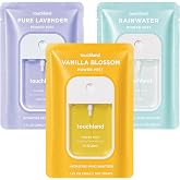 Touchland Blossom Trio Hydrating Hand Sanitizer Spray Set Travel Size | TSA ready Power Mist with skincare benefits. Rainwater, Vanilla Blossom, Pure Lavender.