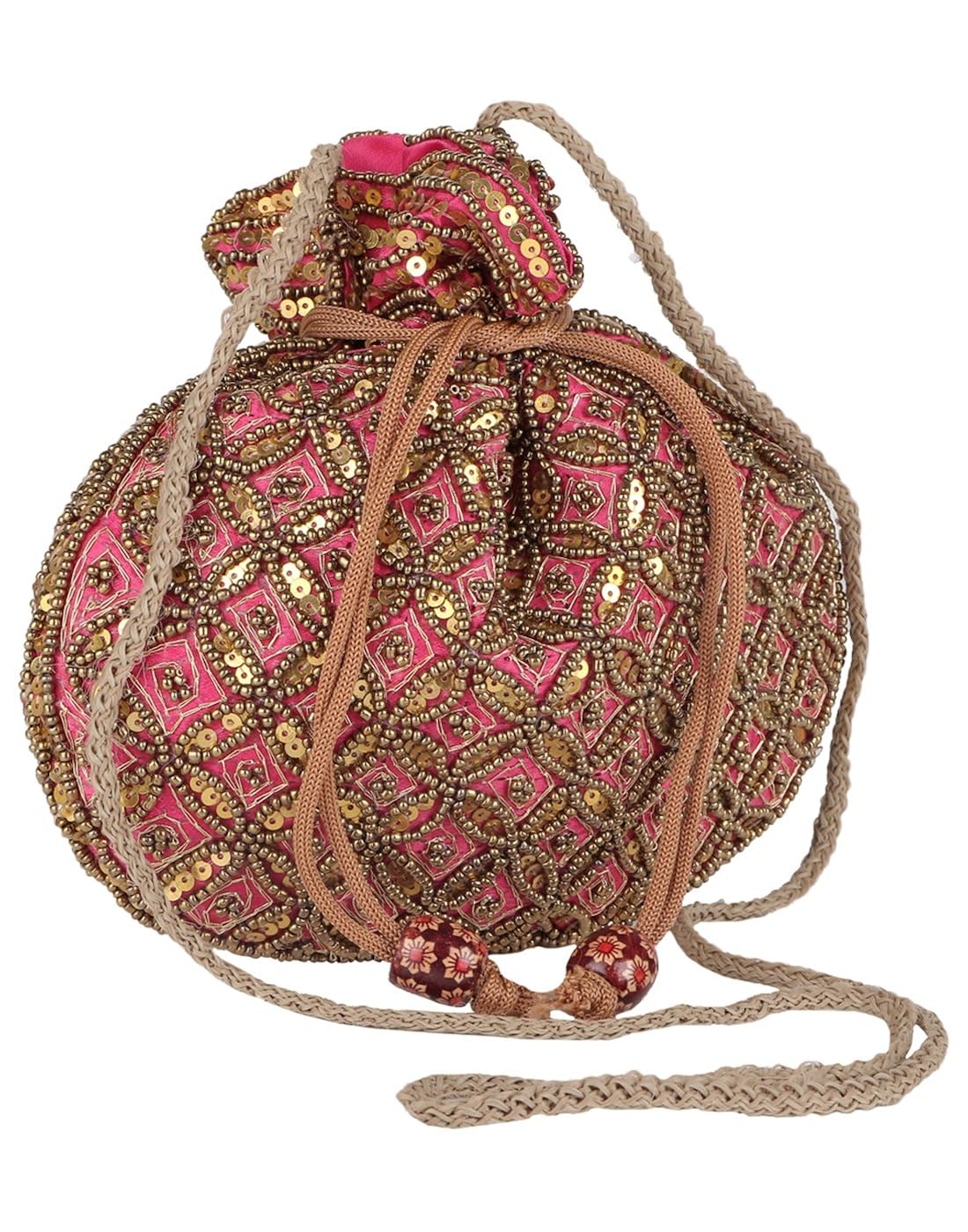 fashiondrobe women's broad potli (pink)(fdbp007)