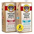 Brutus Broth for Dogs - All Natural Bone Broth for Dogs with Chondroitin Glucosamine Turmeric -Human Grade Dog Food Toppers - Beef and Pork Bundle