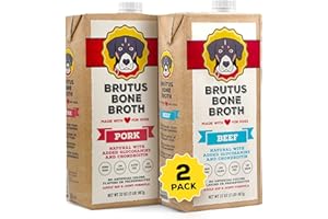 BRUTUS BONE BROTH Brutus Broth for Dogs - All Natural Bone Broth for Dogs with Chondroitin Glucosamine Turmeric -Human Grade Dog Food Toppers - Beef and Pork Bundle