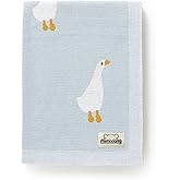 mimixiong Baby Blanket Knit Receiving Boys Girls Blanket Soft Cotton Neutral Blanke for Swaddle Crib Stroller with Cute Goose