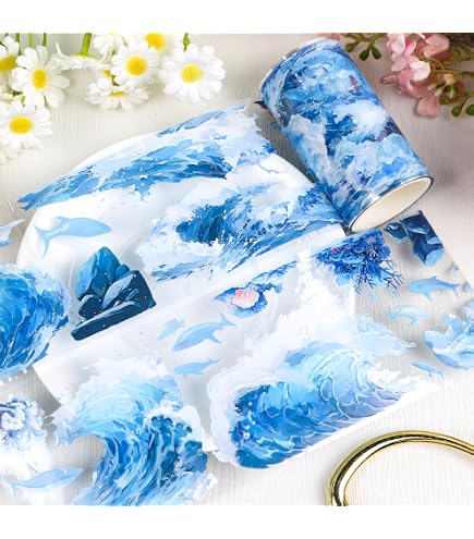 Vesaneae 6 Rolls Floral Washi Tape - 2m Per Roll, 5cm Wide PET Decorative Tape For Crafts & Journals - View #5