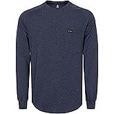 BOCOMAL Men's Long Sleeve Crewneck Work Shirt – Midweight Soft Cotton Tencel Blended Pocket Tee in a Relaxed Workwear Fit