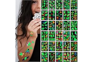 Awinmay 400Pcs Luminous Tattoos For Kids,Mixed Styles Temporary Tattoo Stickers,Glow In The Dark Tattoos for Boys and Girls,Mermaid Dinosaur Butterfly Fake Tattoos or more party makeup gifts 30 Sheets