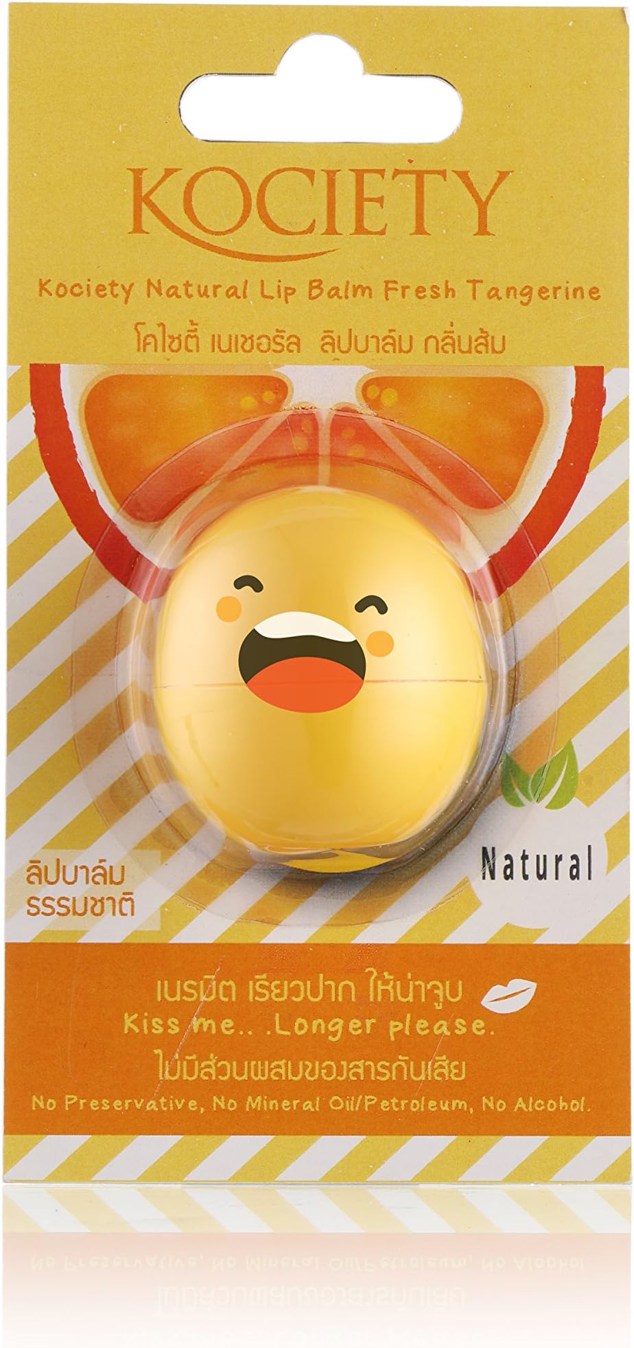 KOCIETY Natural Lip Balm for soft and moisturize lip Fresh Tangerine