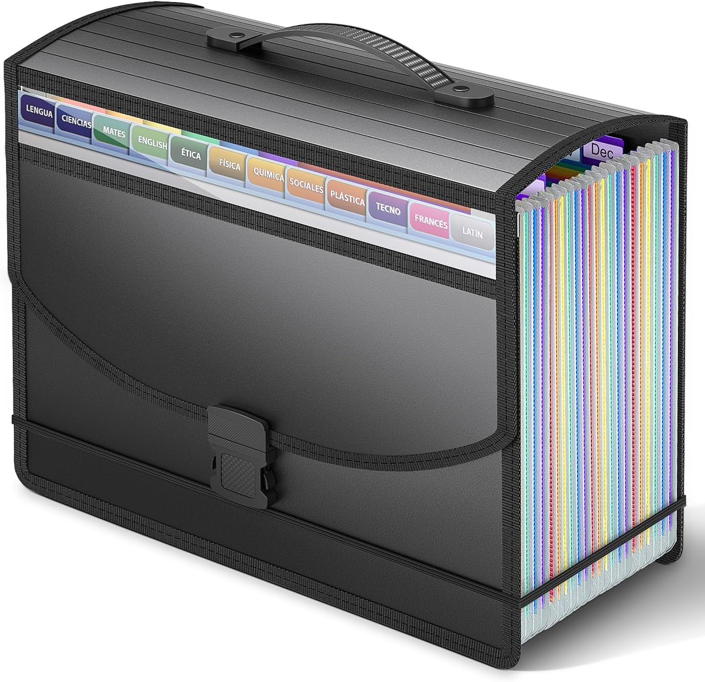 25 Pockets File Organiser Box Files Folder Document Organiser with Handle,Expanding File Folders for Paperwork A4,Expandable Filing Box Paper Organiser for Home School Office,2 x Tabs — image 1