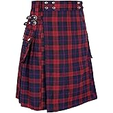 Usthirit Kilt for Men Traditional Highland Tartan Utility Kilt Scottish Mens Kilt