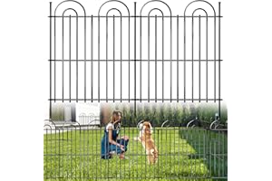 15 Panels No Dig Decorative Garden Fence, 32in(H) X 30ft(L) Tall Dog Fence Outdoor for Yard, Rustproof Metal Wire Garden Fenc