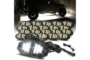 Winunite 20 Pods White Rock Lights, 24 Wide Angle SMD Chips, 5M Extension Wires Each Light, 6000K Pure White, High Adhesive Stickers, Waterproof Rock Lights for Trucks Trailer Cars SUV ATV UTV Boats