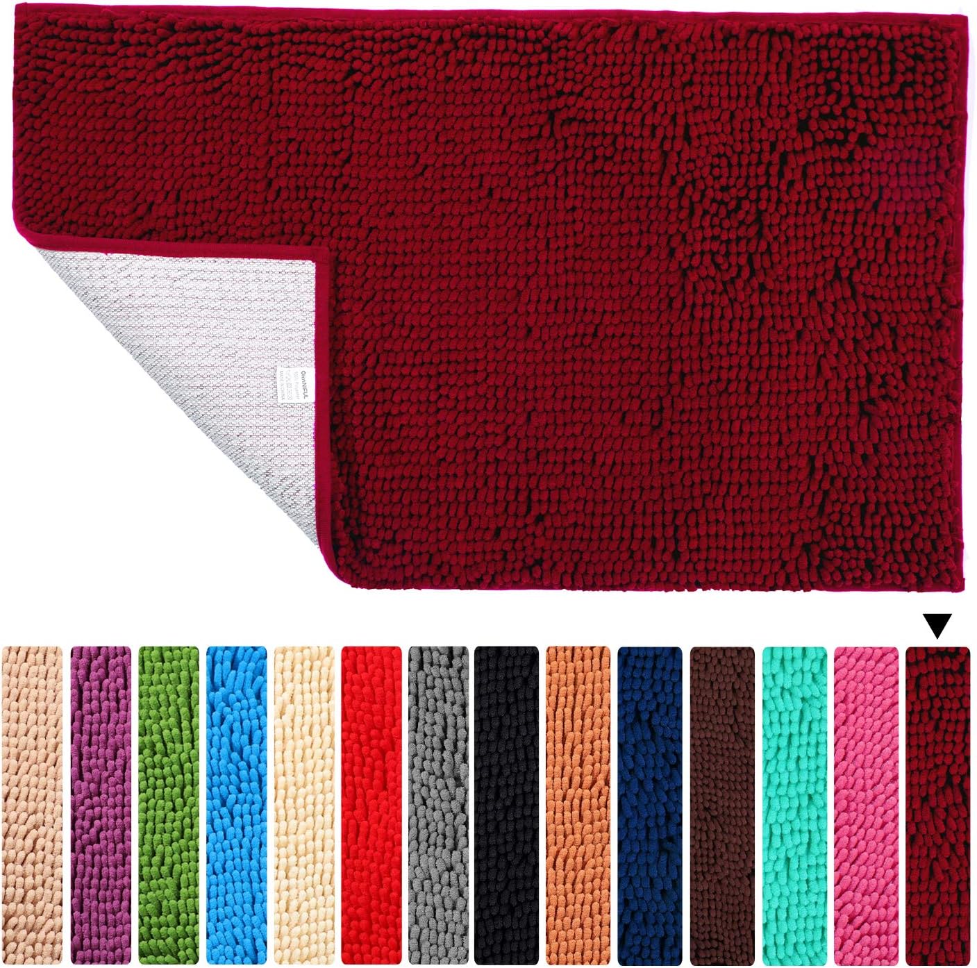 ORANIFUL Wine Red Bath Mat Non Slip Bathroom Rug Floor