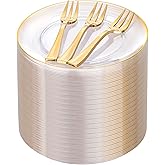 Festiva 200Pcs Clear Plastic Dessert Plates Disposable 6.3" with Plastic Forks 5" - Small Clear Plates-Dessert/Cake/Appetizer Plates for Birthday/Easter Party & Wedding - Serve for 100Guests