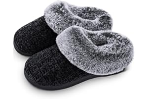 DL Women's Memory Foam Moccasin Slippers Micro Suede with Breathable Faux Fur Lining Slip On House Shoes Micro Indoor & Outdoor