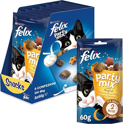 Party Mix Snack per Gatti Adulti, 8 Confezioni da 60 g
