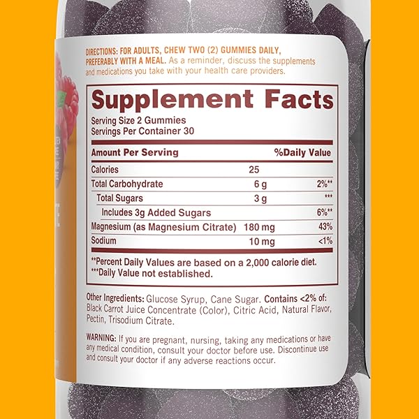 SUNDOWN MAGNESIUM CITRATE GUMMIES, RASPBERRY FLAVORED, 60 COUNT