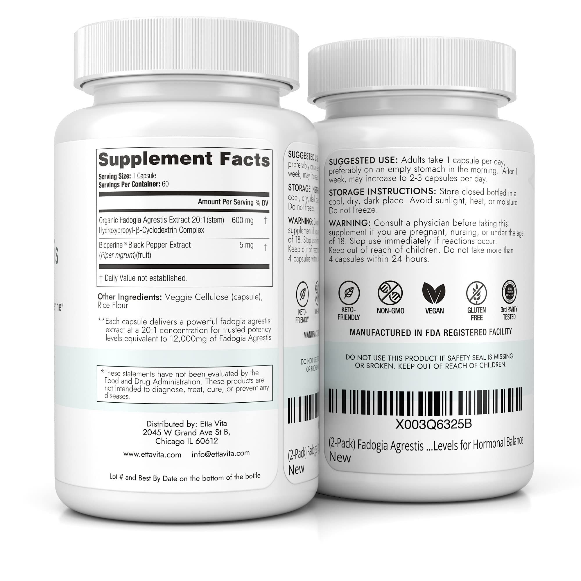 Organic Fadogia Agrestis 600mg for Natural Test Support (2X More Pure - 3X More Absorbent) Athlete Approved - Supports Muscle Growth & Recovery, Healthy Energy Levels, Drive, Stamina & Mood - 60ct