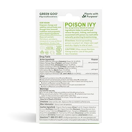 Amazon Com Green Goo Natural Skin Care Poison Ivy Treatment And Relief Large Tin 1 82 Ounce Packaging May Vary Beauty