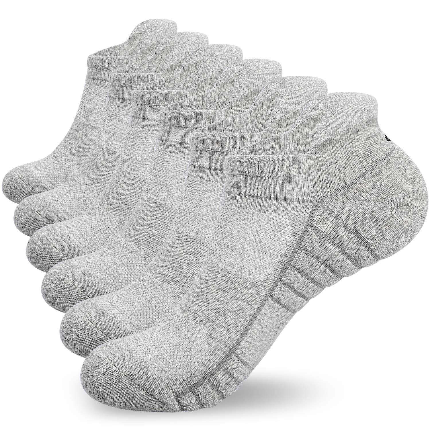 Benirap Trainer Socks Men Women, 6 Pairs Anti Blister Ankle Socks Cushioned Running Socks Breathable Cotton Socks for Waking Hiking Cycling Sports Work