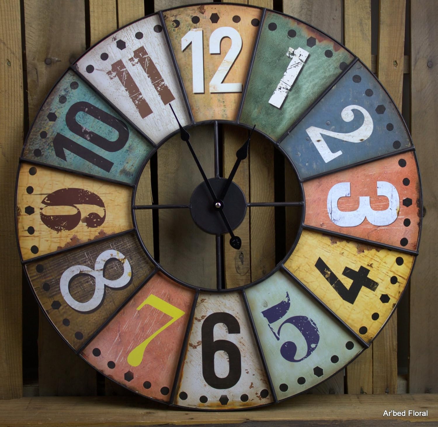 23" Large Colored Industrial Style Wooden / Metal Wall