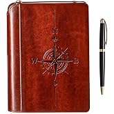 SETTINI&reg; Vegan Leather Journal Gift Set with Pen 192 Pages, Compass | hardcover, luxury pen + unique pen holder, gift box, leather journal for men, A5, 192 pages