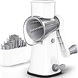 SWATOW Cheese Grater, Latest Upgrade 5 in 1 Rotary Cheese Grater, Graters for Kitchen with 5 Stainless Steel Drum Blades, Eas