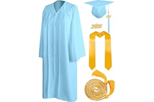 Mukum Graduation Cap and Gown 2025 Set with Tassel Honor Cord Graduation Stoles for High School College Bachelor