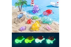 Auvitaya 15pcs Luminous Mini Resin Turtles, Cute Tiny Turtle Figurines Glow in The Dark, for Fairy Garden Accessories, Cake Topper, Ocean Animal Theme Decor, DIY Outdoor Micro Landscape, Hidden Game