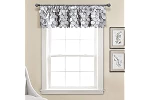 Lush Decor Gigi Valance Curtain Single 70" W x 14" L Light Gray - Silver Valances for Windows - Vintage Kitchen Curtains - Glam Decor - Bathroom Valance