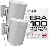 Sound Bass ERA100 Wall Mount Bracket, Tilt and Swivel, White, Twin (2pcs) | Compatible with Sonos ERA100 &amp; ERA 100 SL, Effortless Installation, Includes Mounting Kit, Double, Pair