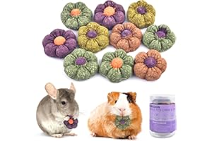 ERKOON Rabbit Chew Toys, 10PCS Timothy Grass Treats Small Animal Molar Toys for Guinea Pig Hamster Bunny Chinchilla Gerbil, Handmade Rabbit Chews and Treats