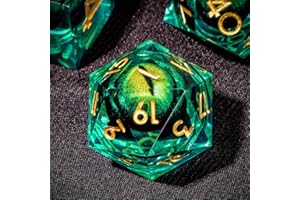OUKELANWO Liquid Core Sharp Edge Dragon Eye DND Dice Set D&D, 7 Piece Dungeons and Dragons RPG Dice with Gift Box, Polyhedral Role Playing RPG D and D Dice D20 D12 D10 D8 D6 D4
