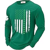 Mainfini Men's St Patricks Day Shirt Flag Lucky Clover Long Sleeve Irish Sweatshirt (S-3XL)