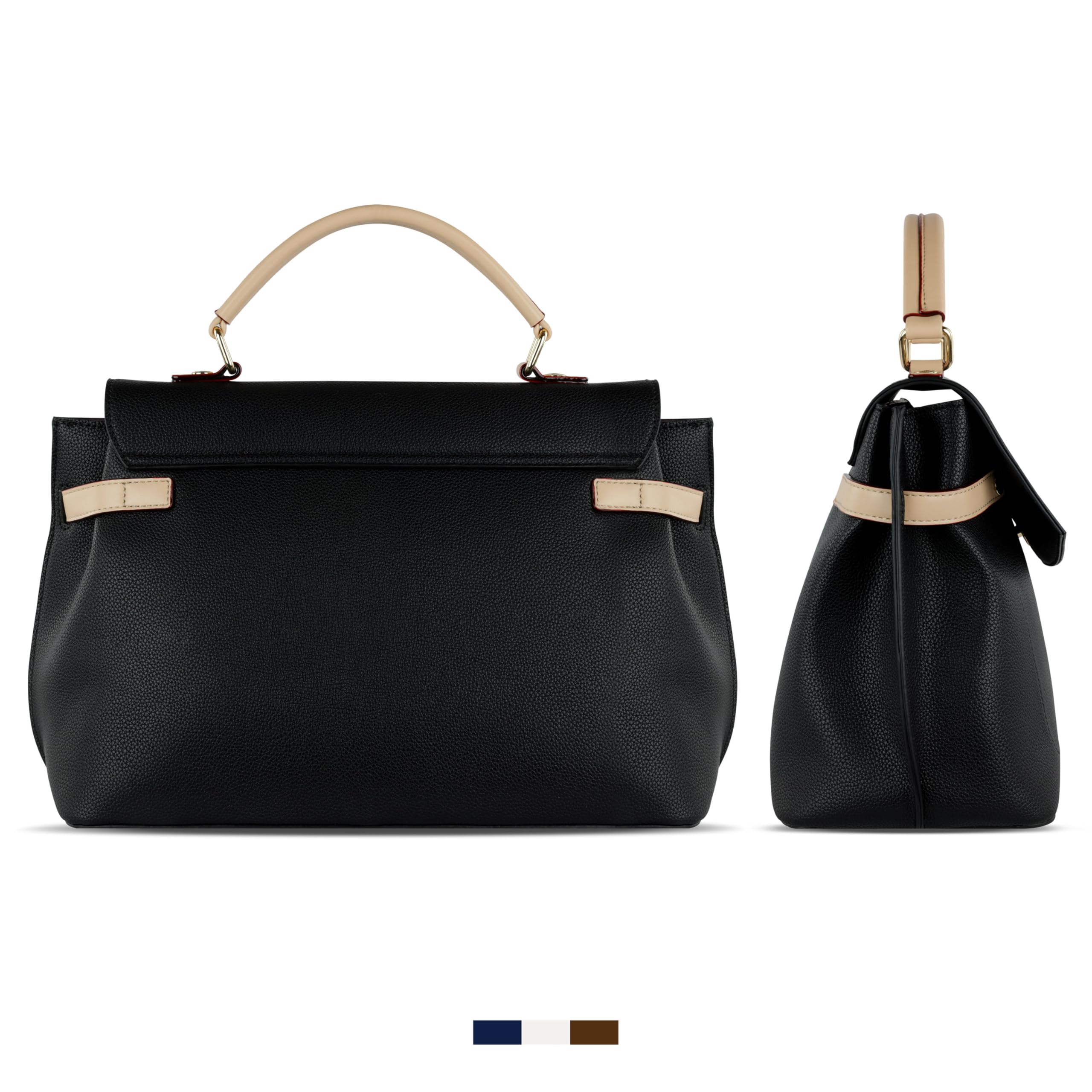 bugatti Ella Stadttasche, Kunstleder Tasche, Damenhandtasche Schultertasche, beige