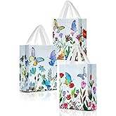 Nush Nush Butterfly Gift Bags with Handles Medium Size - Floral Gift Bag Set of 6 with Shiny Iridescent Holographic Print - Reusable Party Favor Bags for Girls, Birthday, and Butterfly Party Favors