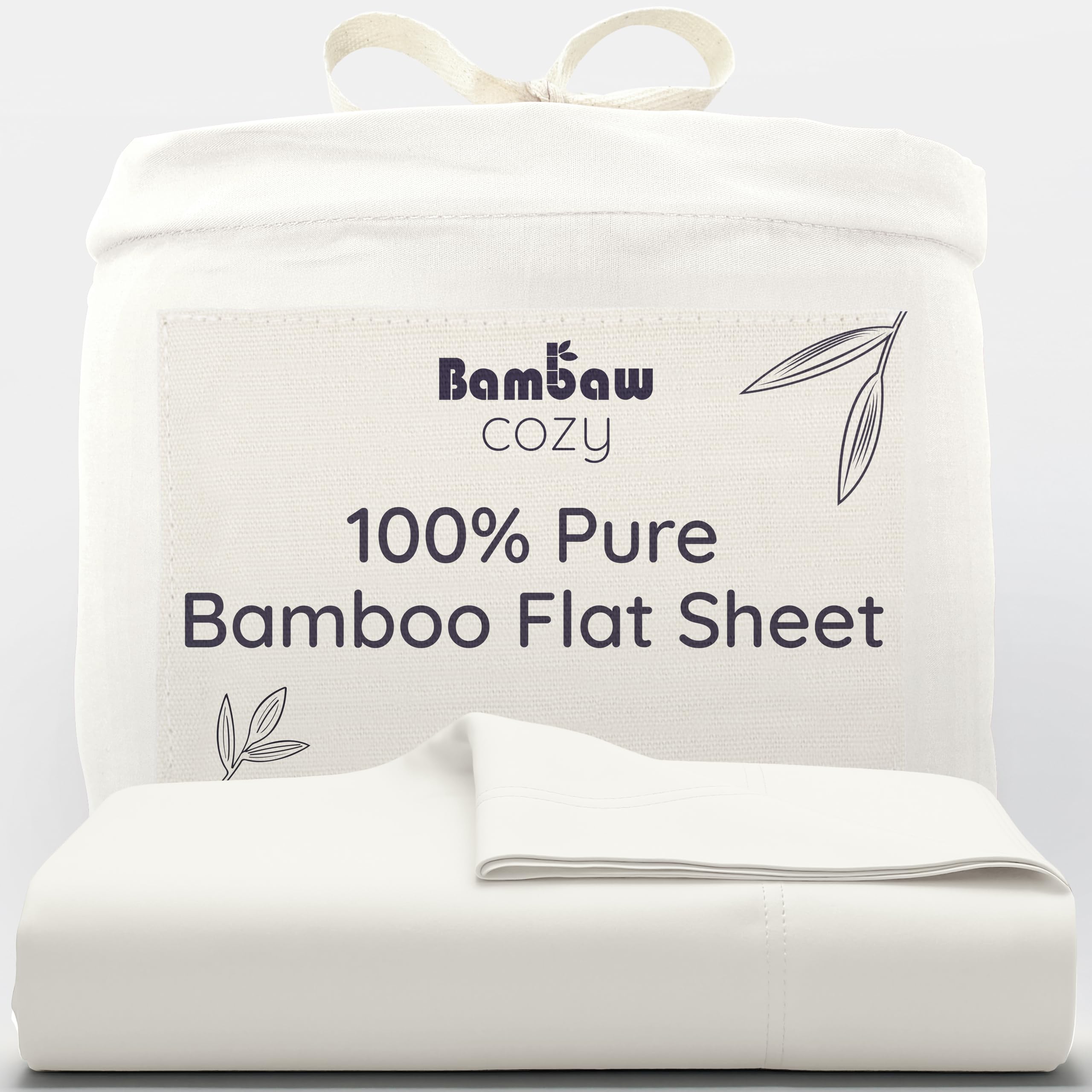 Bambaw Bamboo King Size Flat Sheet, 270x290 cm, Keep Cool at Night Anti Dust Mites Kingsize Bedding, 100% Bamboo Sheets King Size, Breathable Cooling Sheet for Night Sweats, Oeko-Tex Certified (Ivory)