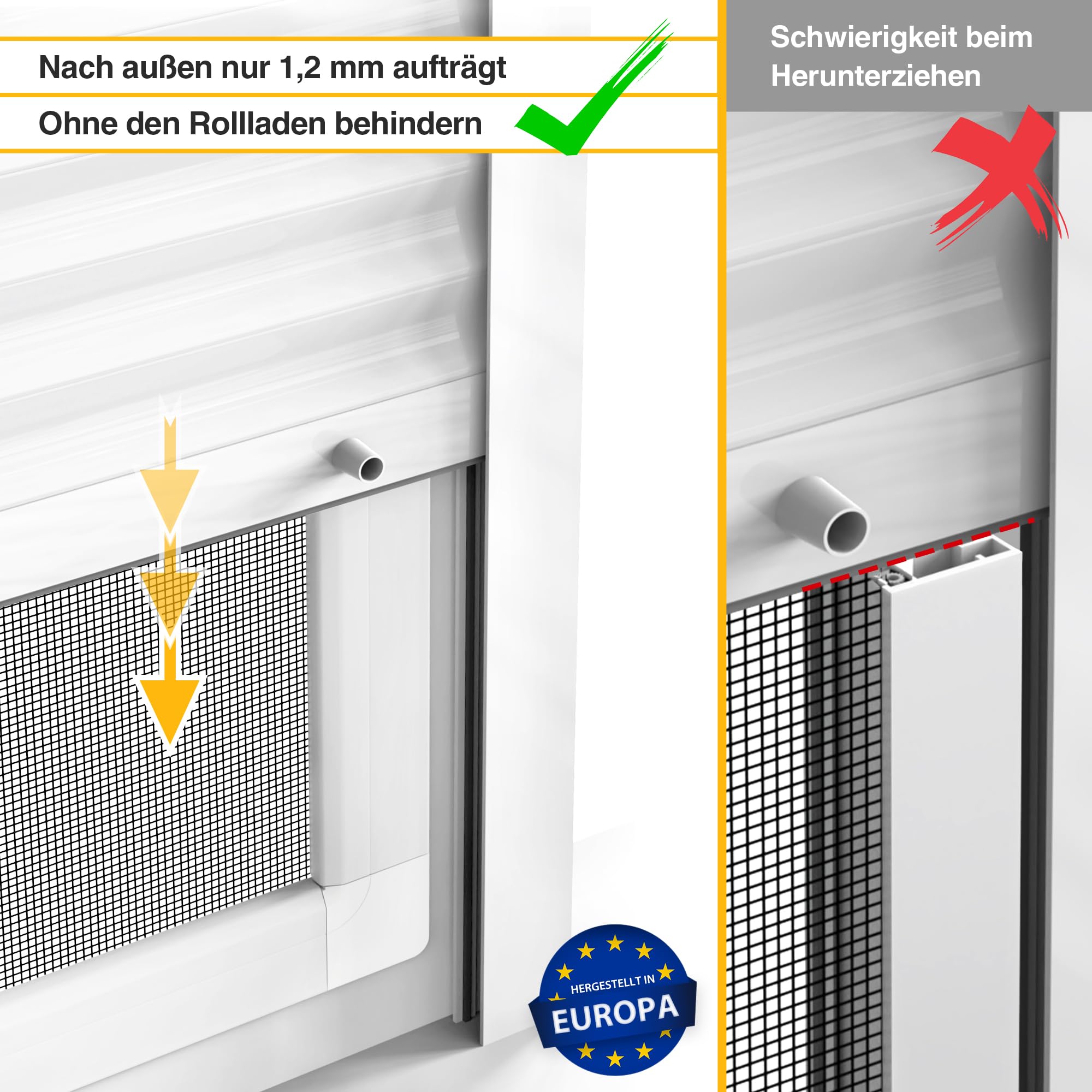 jarolift Fliegengitter für Fenster SlimLine Insektenschutz ohne Bohren, mit Alurahmen Spannrahmen, Mückenschutz Mückengitter, 70 x 150 cm, Braun 7