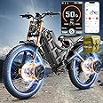 eAhora 2025 Romeo Pro 3/2 50Mph/46Mph Electric Bike for Adults, 5000W/4000W Dual Motor Ebike, 60V/80Ah 52V/70Ah 235+Miles Long Range Ebike, 26 * 4.0" Fat Tire Electric Mountain Bike, Full Suspension